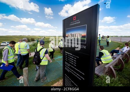 Des inspecteurs et des parties intéressées visitent la région de Stonehenge en partie d'un examen de six mois de la proposition de construire un Tunnel routier pour l'A3030 TH Banque D'Images