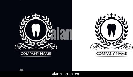modèle de logo de dentiste luxe royal vecteur dent compagnie emblème décoratif avec couronne Illustration de Vecteur