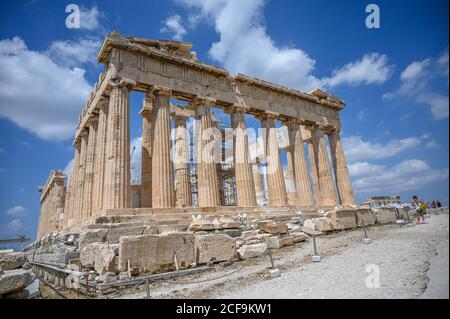 Athènes, Grèce. 04e septembre 2020. Le Parthénon, une célèbre structure ancienne de l'Acropole, est presque vide de touristes le 7 août 2020. Photo de Thomas Maresca/UPI crédit: UPI/Alay Live News Banque D'Images