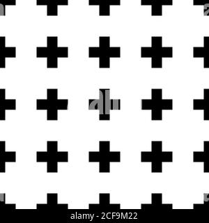Arrière-plan abstrait sans couture. Mosaïque de croix géométriques noires avec contour blanc. Illustration vectorielle. Illustration de Vecteur