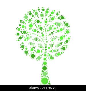 Mosaïque d'arbre de points verts sur fond blanc. Illustration vectorielle. Illustration de Vecteur