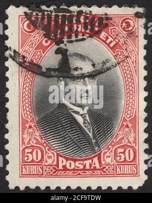 République de Turquie. Timbre-poste de la République de Turquie. Timbre historique de la République de Turquie. Un timbre-poste imprimé en République de Turquie. Banque D'Images