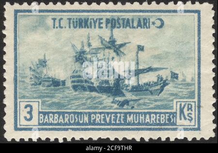 République de Turquie. Timbre-poste de la République de Turquie. Timbre historique de la République de Turquie. Un timbre-poste imprimé en République de Turquie. Banque D'Images