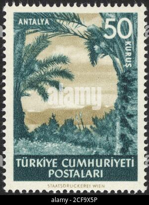 République de Turquie. Timbre-poste de la République de Turquie. Timbre historique de la République de Turquie. Un timbre-poste imprimé en République de Turquie. Banque D'Images