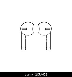 Icône de contour Airpodes, symbole écouteurs sans fil vecteur isolé Illustration de Vecteur