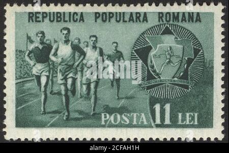 Timbre de la Republica Populara Romana. Timbre historique de la Republica Populara Romana. Collection de timbres Republica Populara Romana. Banque D'Images