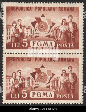 Timbre de la Republica Populara Romana. Timbre historique de la Republica Populara Romana. Collection de timbres Republica Populara Romana. Banque D'Images