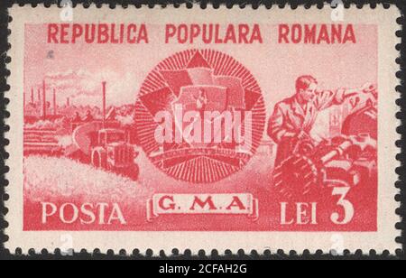 Timbre de la Republica Populara Romana. Timbre historique de la Republica Populara Romana. Collection de timbres Republica Populara Romana. Banque D'Images