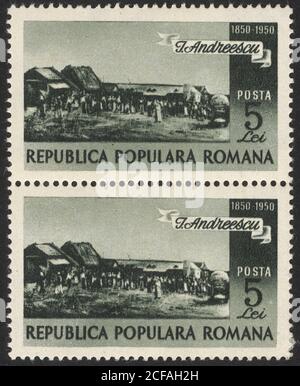 Timbre de la Republica Populara Romana. Timbre historique de la Republica Populara Romana. Collection de timbres Republica Populara Romana. Banque D'Images