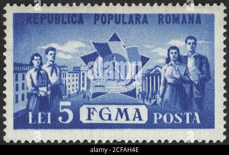 Timbre de la Republica Populara Romana. Timbre historique de la Republica Populara Romana. Collection de timbres Republica Populara Romana. Banque D'Images