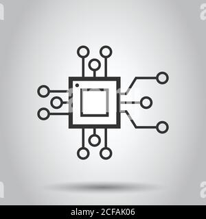 Icône de puce d'ordinateur à plat. Illustration vectorielle de carte de circuit imprimé sur fond blanc isolé. Concept d'entreprise de processeur. Illustration de Vecteur