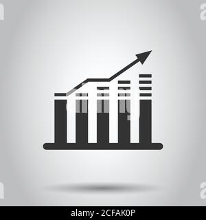 Dans l'icône graphique graphique style plat. Croissance flèche vector illustration sur fond blanc isolé. Concept d'entreprise d'analyse. Illustration de Vecteur