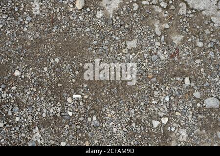 gravier de roche mélangé à la texture sable de terre vue de dessus Banque D'Images