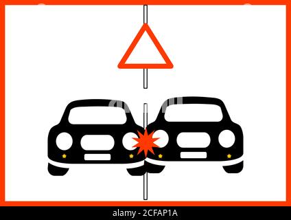 Avertissement de circulation attention accident de la route. Illustration de Vecteur