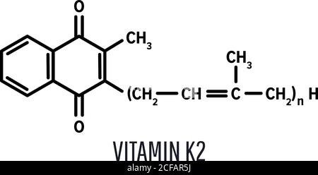 Formule chimique structurale de vitamine K2 sur fond blanc Illustration de Vecteur