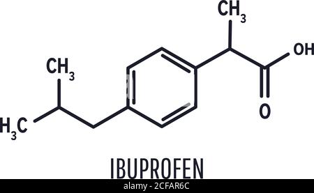 Structure chimique des molécules d'ibuprofène sur fond blanc Illustration de Vecteur