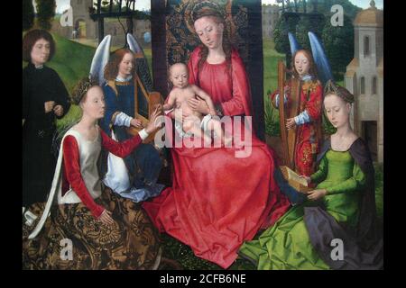 Vierge et enfant avec les saints Catherine d'Alexandrie et Barbara, début des années 1480 Banque D'Images