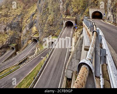 Passo San Boldo, Cison di Valmarino, province de Trévise, Vénétie, Italie, route de passage, Passo San Boldo, Alpes du Sud, Alpes du Sud, Alpes du Sud Banque D'Images