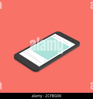smartphone concept isométrique avec arrière-plan d'application de réseau social. Illustration de Vecteur