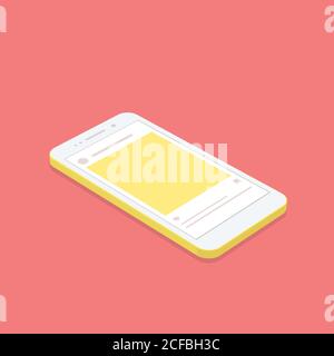 smartphone concept isométrique avec arrière-plan d'application de réseau social. Illustration de Vecteur