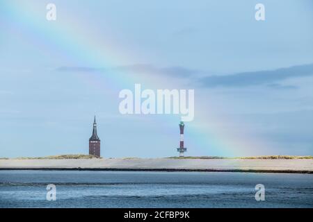 Tour ouest et nouveau phare, Wangerooge, îles de la Frise orientale Banque D'Images