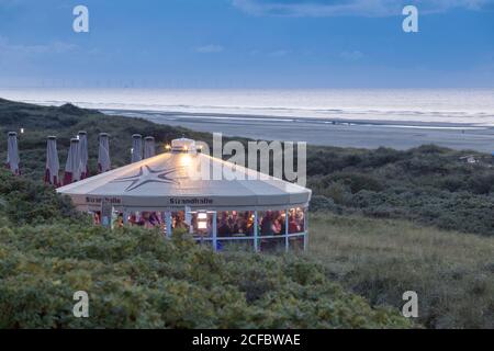 Cafe Strandhalle, promenade de la plage, Juist, îles de la Frise orientale Banque D'Images