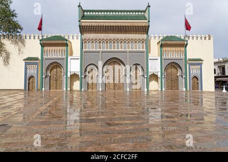 Extérieur du Palais Royal, Fès, maroc, Afrique du Nord, architecture mauresque Banque D'Images