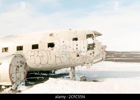 Epave d'avion Iceland Instagram style crash Sólheimasandur Banque D'Images