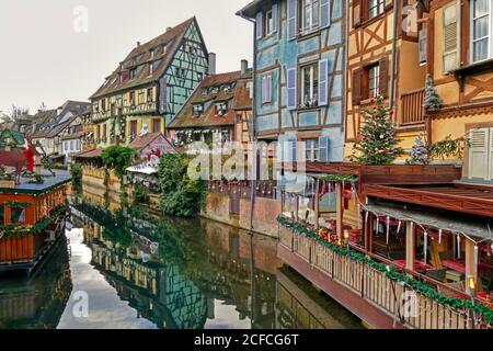 Petite Venise sur le poireau de la Krutenau à l'heure de Noël, Colmar, Grand est, Alsace-Champagne-Ardenne-Lorraine, France Banque D'Images