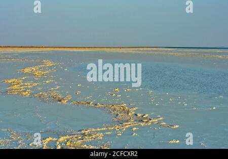 Croûte de sel de roche sur le lac de sel d'Assale, lac Assale, situé à 100m sous le niveau de la mer, Hamadela, dépression de Danakil, triangle d'Afar, Éthiopie Banque D'Images