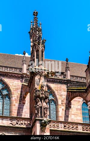 Freiburg Minster, détail, Munsterplatz, Freiburg, Freiburg im Breisgau, Allemagne, Europe Banque D'Images