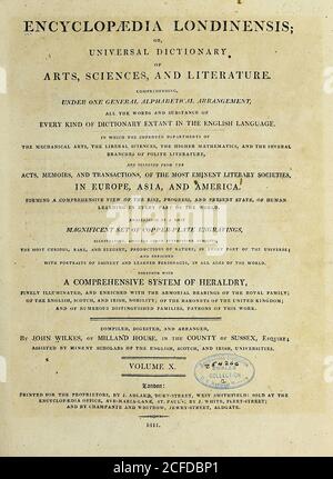 Gravure sur plaque de coperplate de l'Encyclopedia Londinensis or, Dictionnaire universel des arts, des sciences et de la littérature; Volume X; édité par Wilkes, John. Publié à Londres en 1811 Banque D'Images