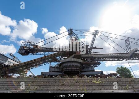 Allemagne, Saxe-Anhalt, Gräfenhainichen, anciennes pelles à charbon brun, technologie minière à ciel ouvert, Ferropolis, ville de fer. Banque D'Images