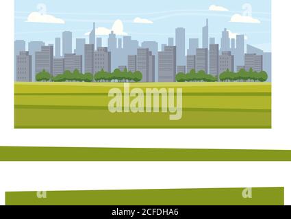 Paysage urbain, métropole, panorama, horizon, gratte-ciel, maisons vecteur, illustration, isolé, style de dessin animé Illustration de Vecteur