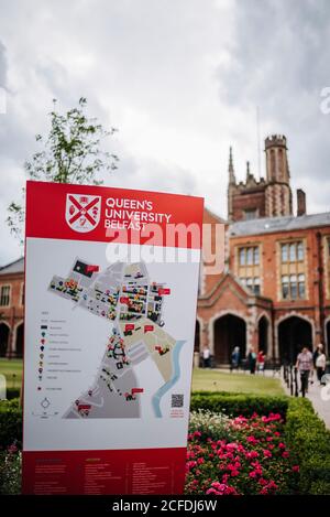 Carte de l'Université Queen's, Belfast, Irlande du Nord Banque D'Images