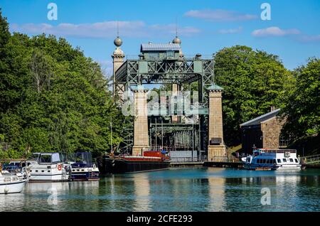 LWL Industrial Museum Hérichenburg bateau ascenseur sur le canal Dortmund-EMS, Waltrop, région de la Ruhr, Rhénanie-du-Nord-Westphalie, Allemagne Banque D'Images