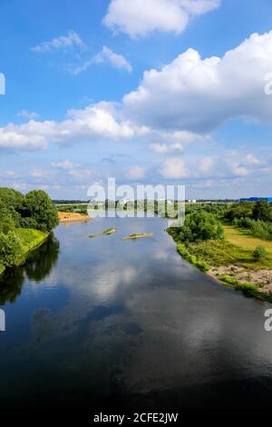 Wesel, Basse-Rhin, Rhénanie-du-Nord-Westphalie, Allemagne - Lippe, zone de plaine inondable renommée au-dessus de l'estuaire de Lippe dans le Rhin Banque D'Images