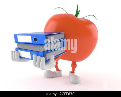 Classeurs à anneaux de transport de personnages de tomates isolés sur fond blanc Banque D'Images