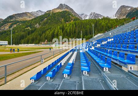 Visite de l'arène de biathlon d'Anterselva Banque D'Images