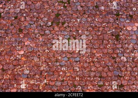 Ancien toit avec carreaux simples Banque D'Images