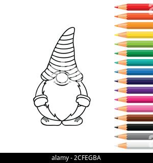 Pour nain mignon de coloriage, crayons illustration vecteur EPS10 Illustration de Vecteur