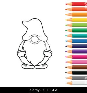 Pour nain mignon de coloriage, crayons illustration vecteur EPS10 Illustration de Vecteur