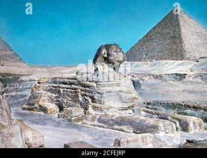 Légende originale : le Caire et les pyramides. Pyramides et le Sphinx. Prise de la S.E. - lieu: Egypte--Jizah ca. 1950-1977 Banque D'Images