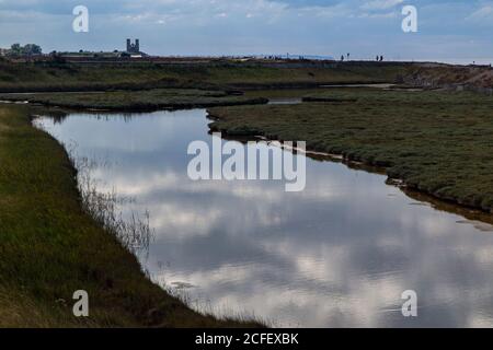 Le Reculver à la distance de la piste Viking L'est Banque D'Images