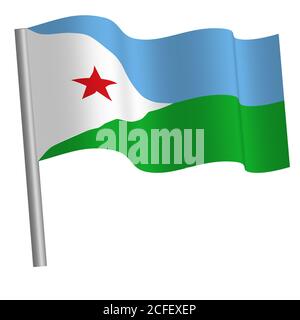 Drapeau de haute qualité agitant sur un poteau Banque D'Images