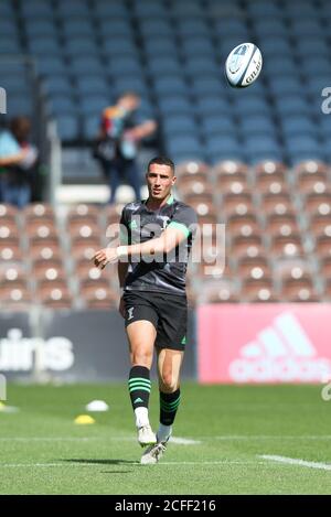 Twickenham, Royaume-Uni. Le 05septembre 2020. BRETT HERRON de Harlequins se réchauffe lors du match de rugby Gallagher Premiership entre Harlequins et Bath Rugby à Twickenham Stoop, à Twickenham, en Angleterre, le 5 septembre 2020. Photo de Ken Sparks. Utilisation éditoriale uniquement, licence requise pour une utilisation commerciale. Aucune utilisation dans les Paris, les jeux ou les publications d'un seul club/ligue/joueur. Crédit : UK Sports pics Ltd/Alay Live News Banque D'Images