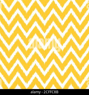 Motif géométrique sans couture, basé sur le style du tissu Ikat. Illustration vectorielle. Motif chevron jaune. Motif zigzag jaune. Illustration de Vecteur