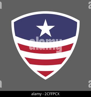 Etats-Unis d'Amérique Etats-Unis drapeau Shield icône logo illustration vectorielle. Jour de l'indépendance. 4 juillet. Élection présidentielle Illustration de Vecteur