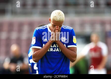 NORTHAMPTON, ANGLETERRE. 5 SEPTEMBRE 2020 Robert Glatzel de Cardiff City pendant le match de la Carabao Cup entre Northampton Town et Cardiff City au PTS Academy Stadium, Northampton. (Crédit : Leila Coker | INFORMATIONS MI) crédit : INFORMATIONS MI et sport /Actualités Alay Live Banque D'Images