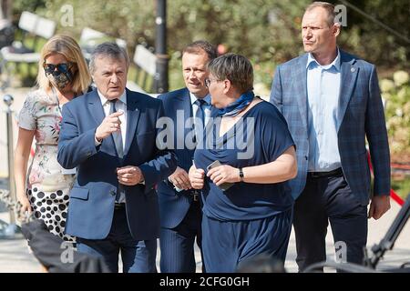 Varsovie, Mazovie, Pologne. 5 septembre 2020. Participation du couple présidentiel à la 9e édition de la campagne nationale de lecture 2020 en Saski Garden.in la photo: Pi GLINSKI crédit: Hubert Mathis/ZUMA Wire/Alay Live News Banque D'Images